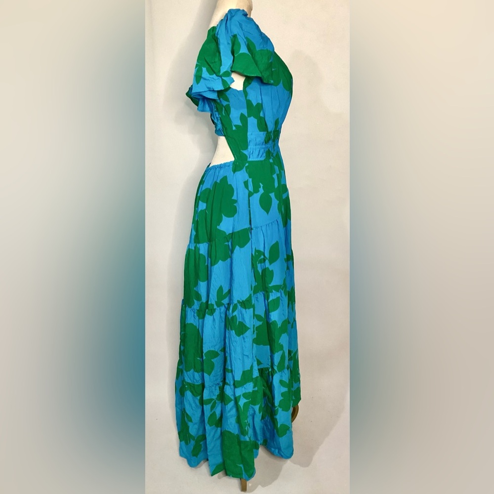 Anthropologie Blue & Green Maxi Dress Sz S - Picture 6 of 11
